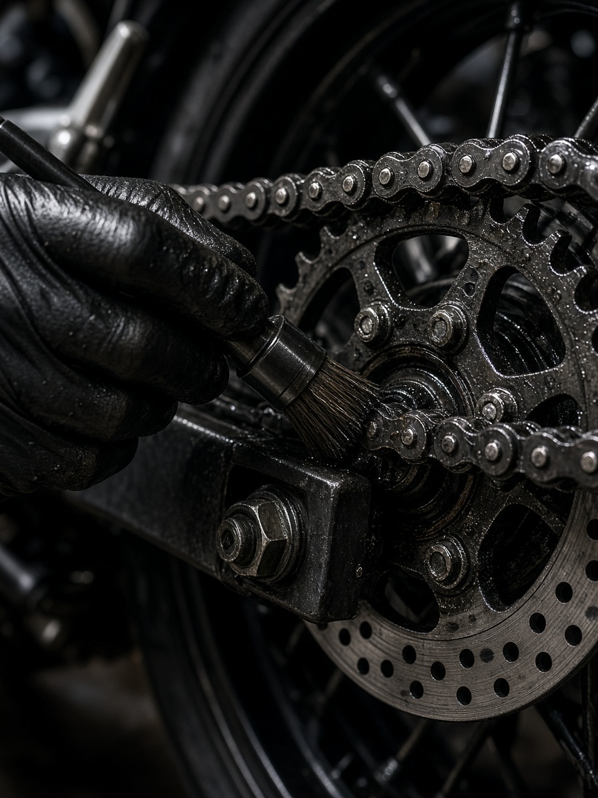 Motorcycle chain close-up